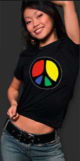 Black Peace Sign T-Shirt: peace symbol design also printed on hoodies, buttons, stickers, posters and more gifts and merchandise