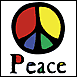 A pretty, organic, colourful peace sign symbol: printed on buttons, stickers, t-shirts, hoodies, buttons, posters and more